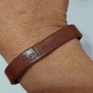 Dillon Rogers Believe Brown Genuine Leather Bracelet